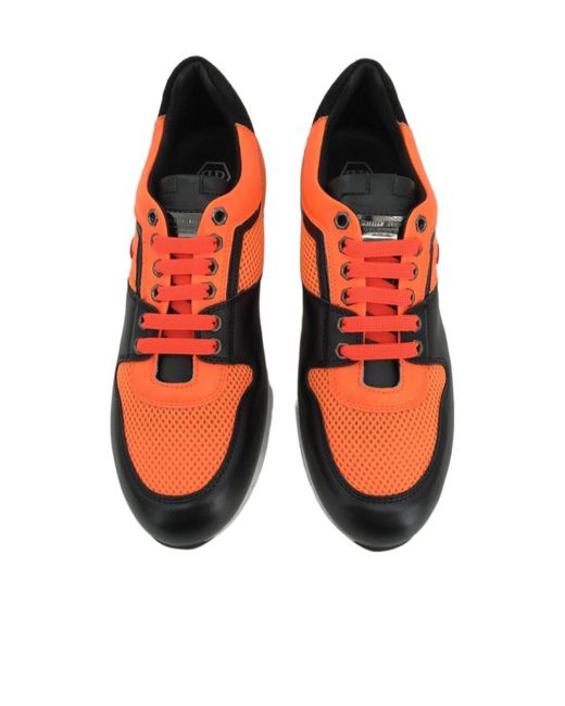 Philipp Plein Orange Logo Details Casual Sneakers for men