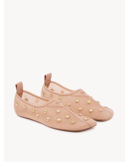 Chloé Pink Chloé Rita Studded Slip-On Flats