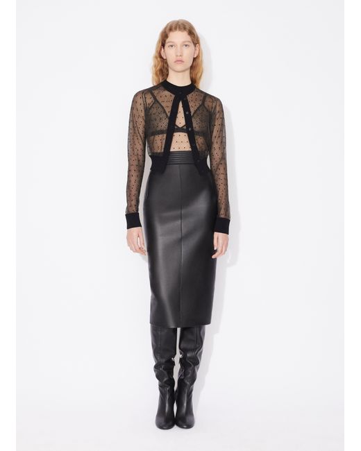 Alaïa Black Leather Midi Skirt