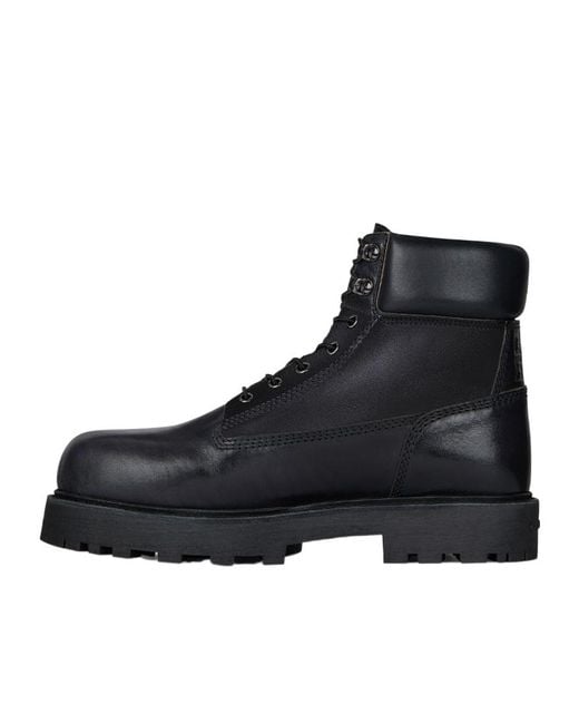 Givenchy Black Lace-Up 4G Logo Debossed Ankle Boots for men