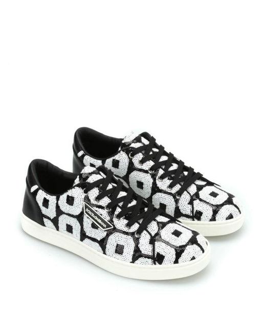 Dolce & Gabbana Black Sequined Casual Sneakers for men