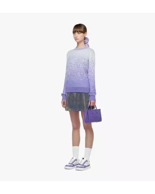 MCM Purple Logo-Embossed Leather Tote Bag