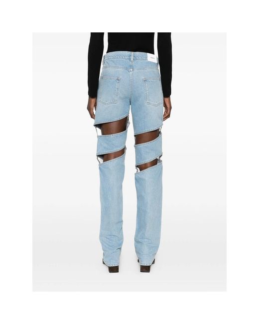 Coperni Blue Cut-Out Logo Patch Jeans