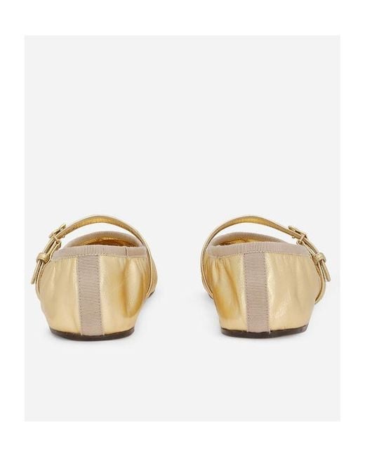 Dolce & Gabbana Natural Dg Logo Plaque Ballet Flats