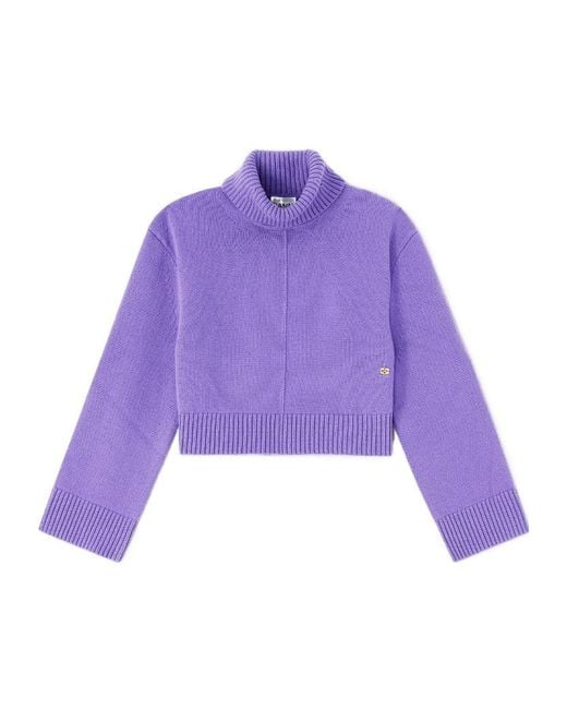 Ganni Purple Wool Turtleneck Jumper