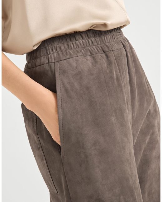 Brunello Cucinelli Gray Suede Trousers