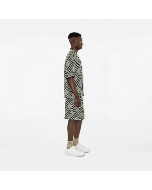 Burberry Gray Nova Check Silk Shirt for men