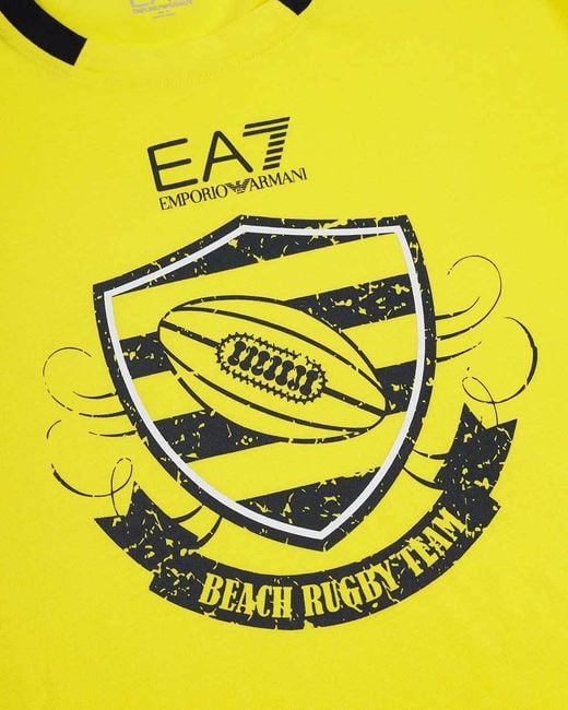EA7 Yellow Logo Round-Necked T-Shirt for men
