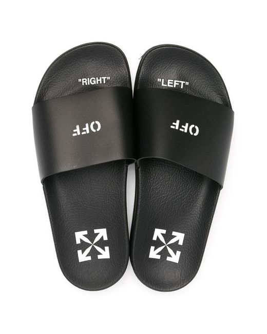 Off-White c/o Virgil Abloh Black Arrows Logo Print Slides