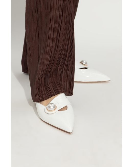 Casadei White Blade Pointed Toe Mules
