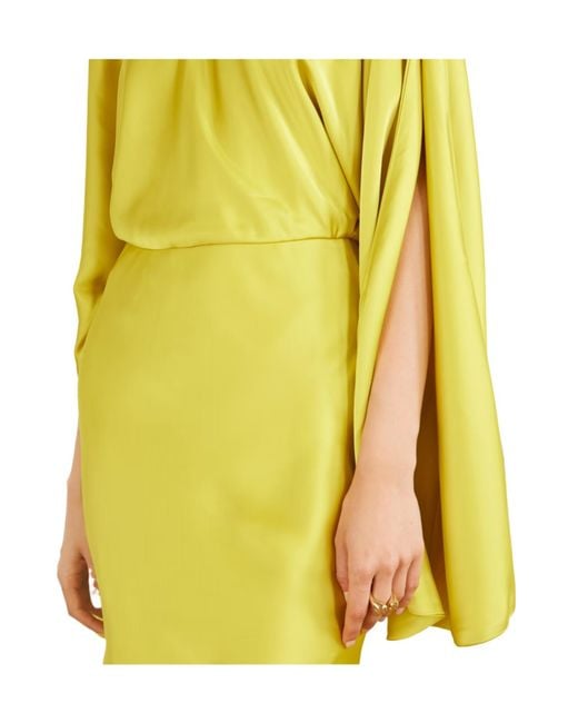Norma Kamali Yellow Obie Cape-Sleeve Dress