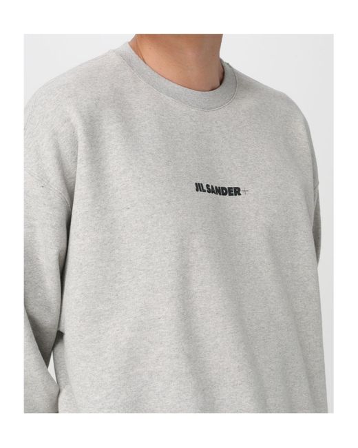 Jil Sander Gray Logo-Embroidered Crew-Neck Sweatshirt for men