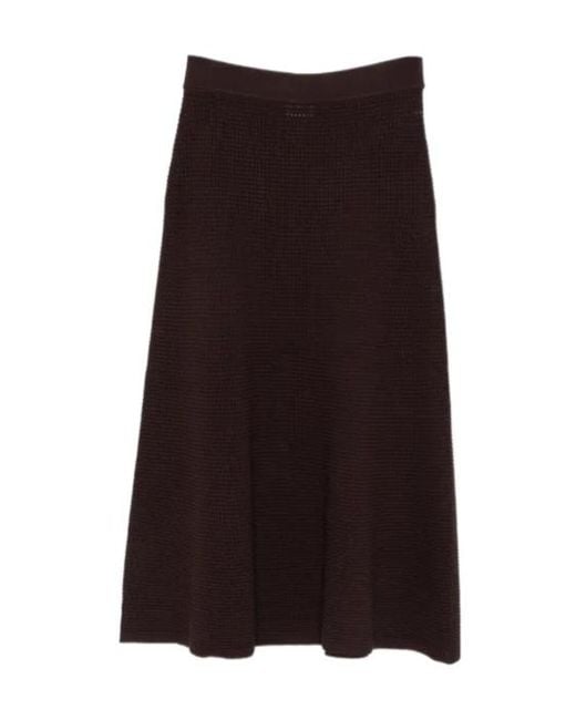 P.A.R.O.S.H. Brown Elastic-Waist Midi Skirt