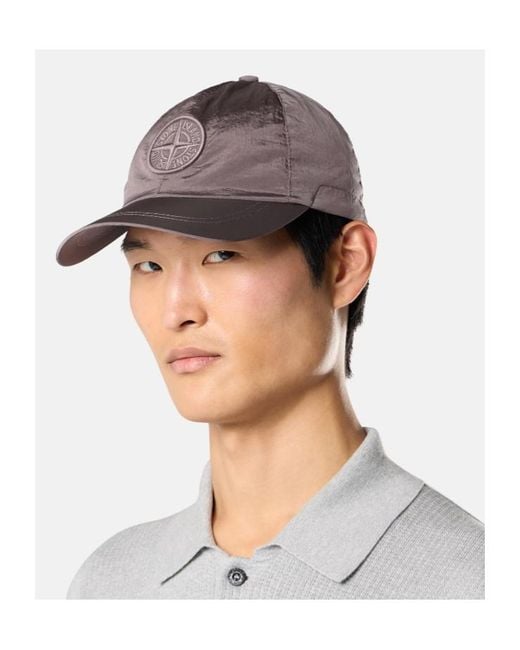 Stone Island Purple Baseball Cap With Compass Embroidery for men