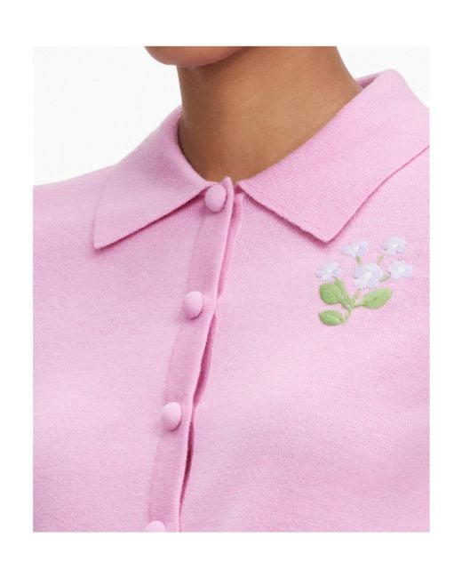 Self-Portrait Blue Floral Embroidered Knit Cardigan