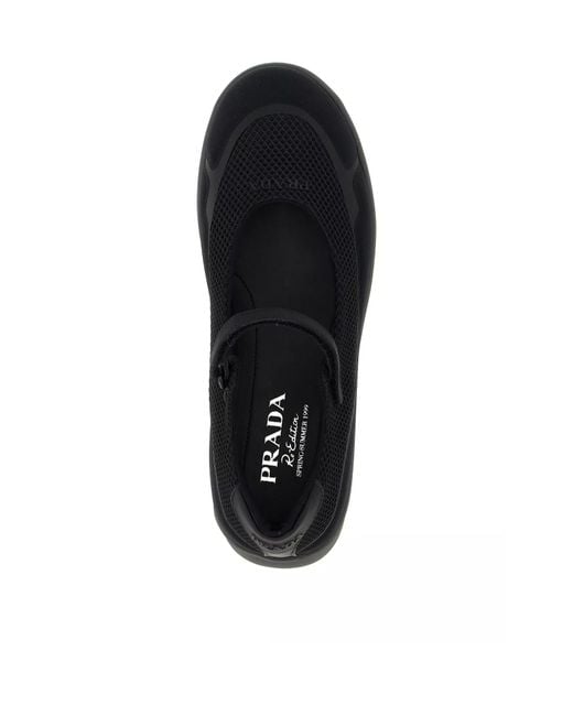 Prada Black Round-Toe Mesh Ballerinas