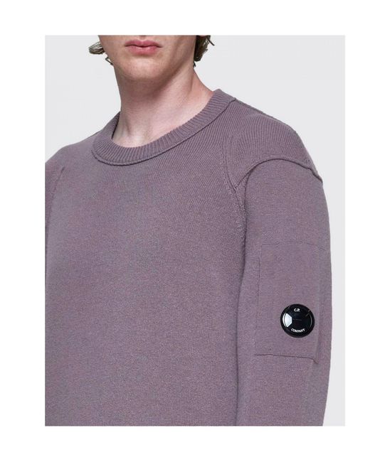 C P Company Purple Lens-Detailed Crewneck Jumper for men