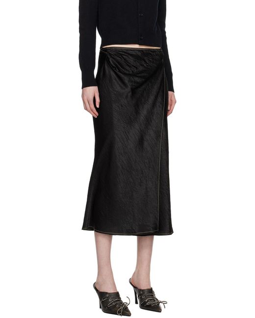 Acne Black Satin Wrap Skirt