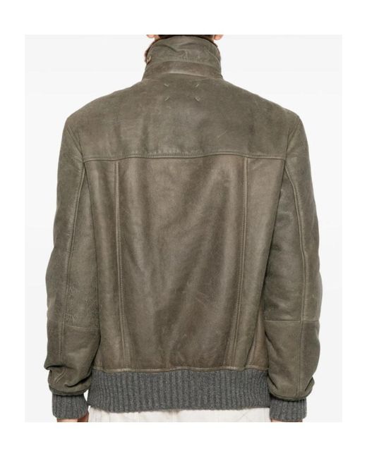 Brunello Cucinelli Brown Shearling-Trim Button-Up Jacket for men
