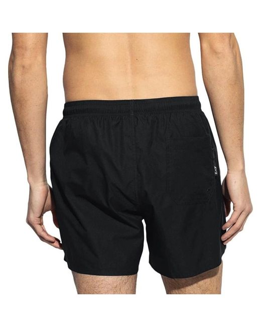 EA7 Black Drawstring Swim Shorts for men