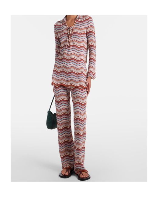 Rixo Red Brody Chevron Cotton Top