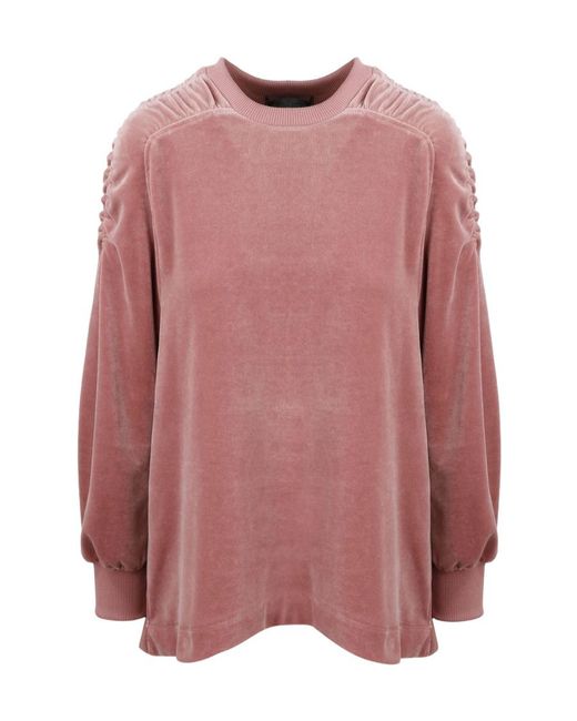 Alberta Ferretti Pink Chenille Ruched Sweatshirt