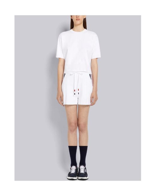 Thom Browne White Rwb Intarsia-Knit Crewneck T-Shirt