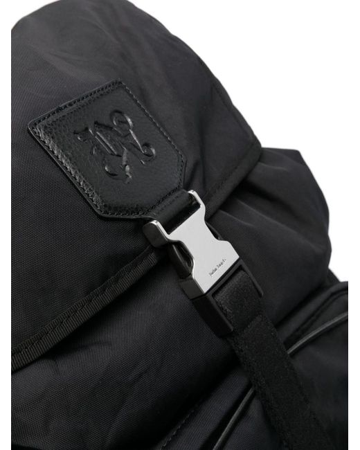 Palm Angels Black Logo Patch Foldover Top Backpack for men