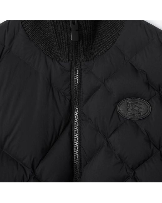 Burberry Black Check-Stitch Nylon And Wool Jacket