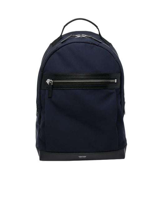 Tom Ford Blue Logo Printed Zip-Around Backpack for men