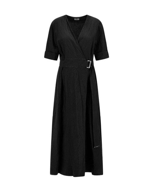 Herno Black V-Neck Midi Dress