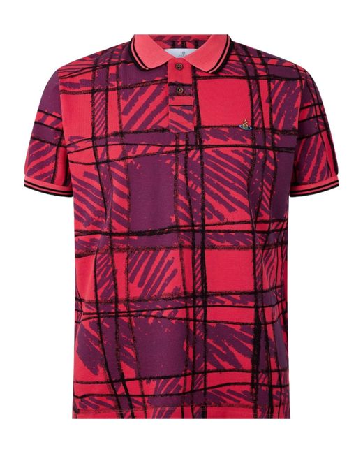 Vivienne Westwood Red Printed Short-Sleeve Polo Shirt for men
