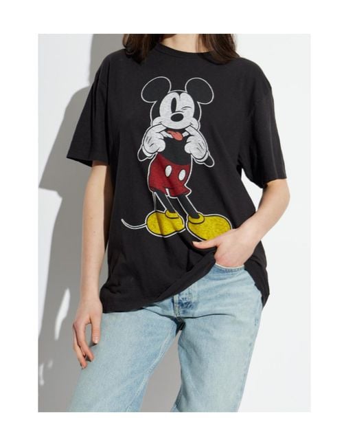 Re/done Black Silly Mickey Boyfriend Tee