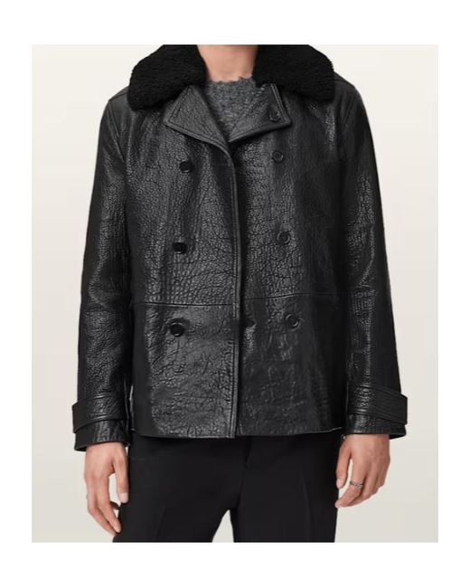 AllSaints Black Hamlet Leather Jacket for men