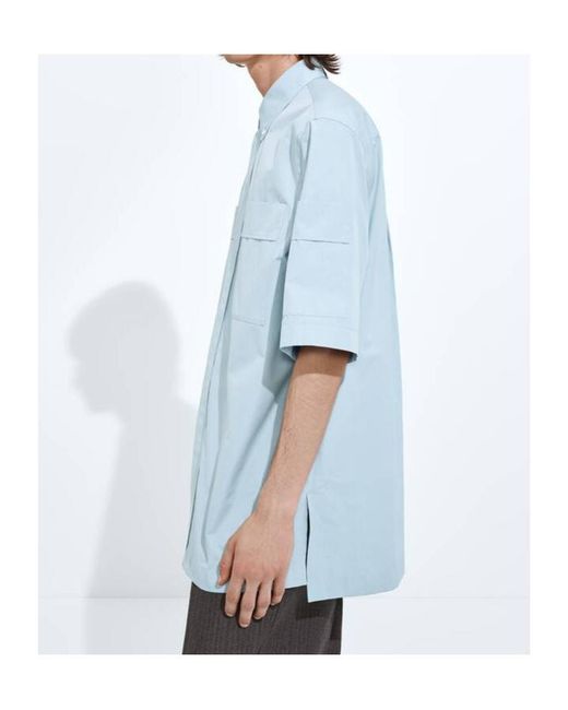 Bottega Veneta Blue Cotton Poplin Shirt for men