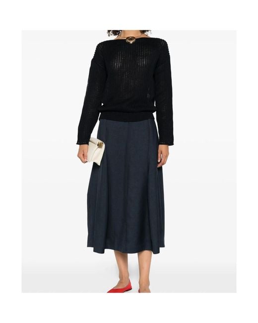 Theory Black Ribbed Boat-Neck Sweater