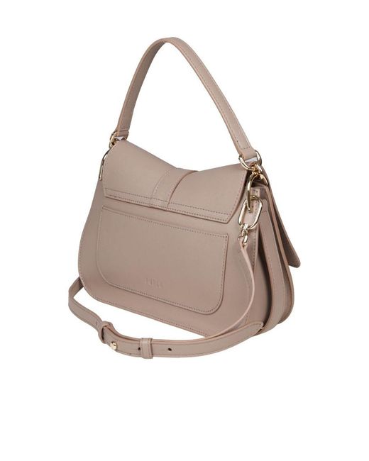 Furla Pink Flow Foldover Top Shoulder Bag
