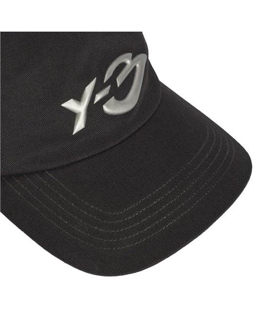 Y-3 Black Printed Logo Baseball Cap for men