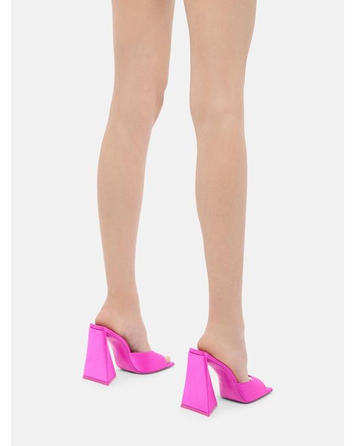 The Attico Pink The Devon Square-Toe Satin Finish Mules