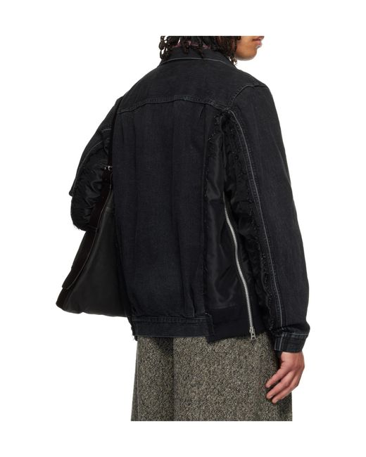 Sacai Gray Collared Denim Jacket for men