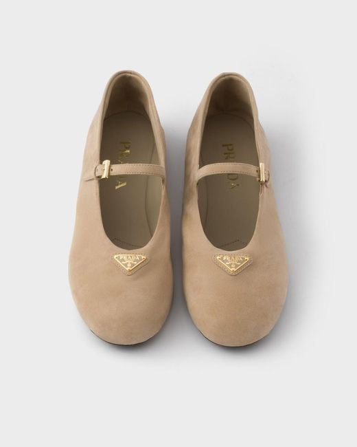 Prada Natural Suede Ballerinas