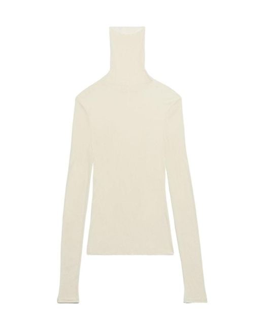 AMI White Semi-Sheer Roll-Neck Ribbed-Knit Jumper for men