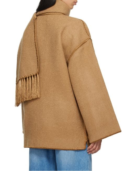 Totême Brown Totême Buttoned Whipstitch-Trim Scarf Jacket