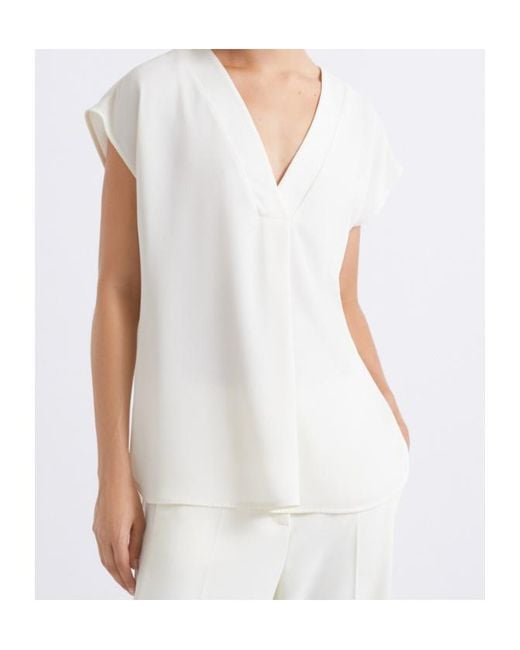 Marella White Fluid Satin Blouse