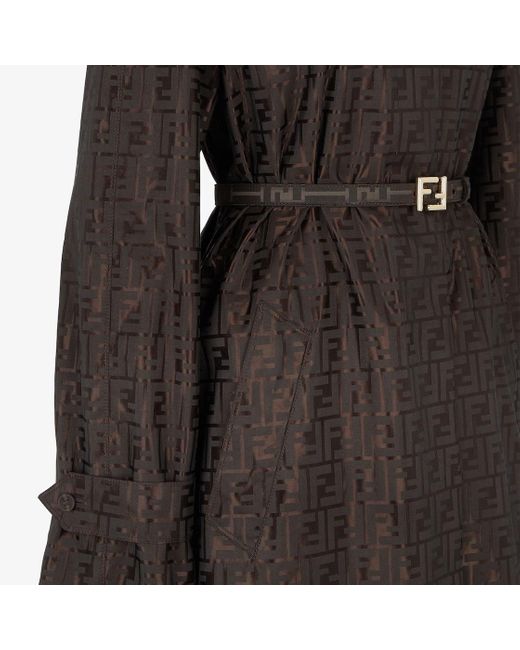 Fendi Black Ff Jacquard Belted Coat