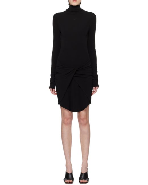 Off-White c/o Virgil Abloh Black Twist-Detailed High Neck Mini Dress