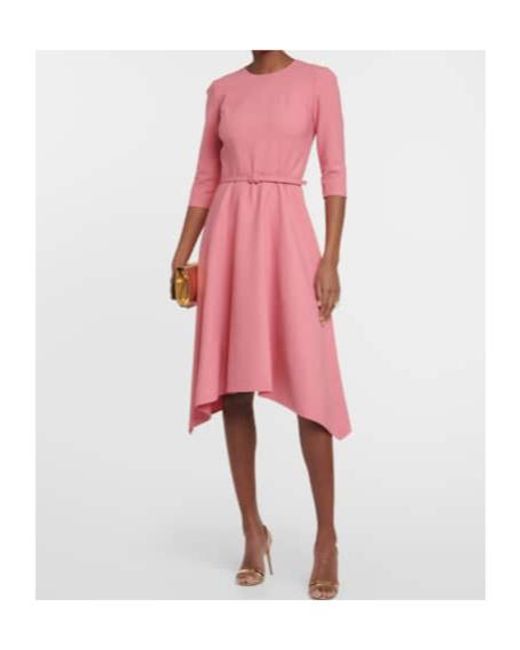 Oscar de la Renta Pink Wool-Blend Midi Dress
