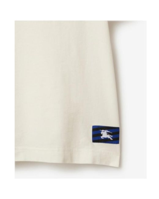 Burberry White Logo Patch Crewneck T-Shirt for men