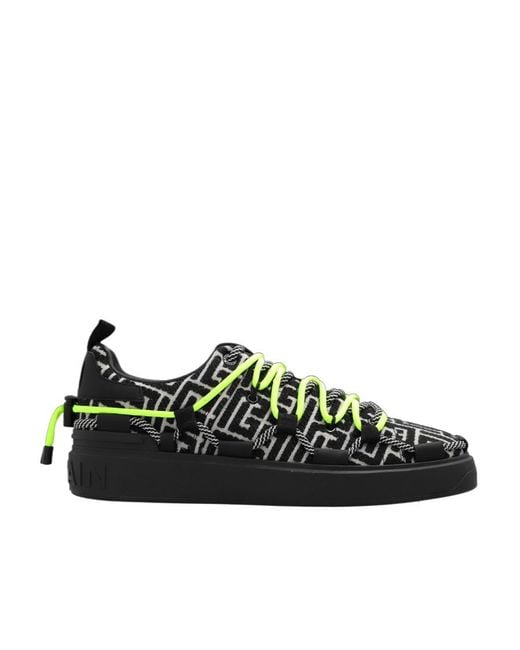 Balmain Black B-Court Monogram Sneakers for men