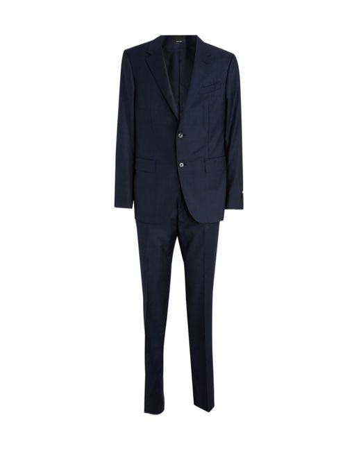 Zegna Blue Z Logo Patch Single-Breasted Tailored Suit for men